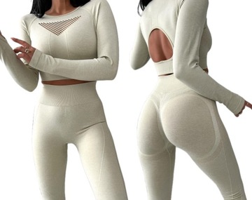 Komplet fitness DRES top LEGGINSY podnoszące pośladki HIT ITALY mint S/M