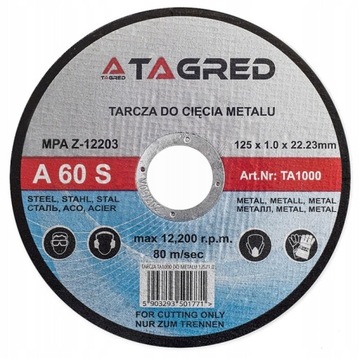 TARCZA DO CIĘCIA METALU STALI 125 x 1 INOX TARCZE