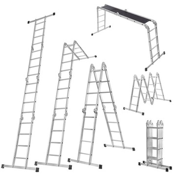 DRABINA ALUMINIOWA PRZEGUBOWA 4x4 ROZKŁADANA PRZYSTAWNA PODEST 150kg