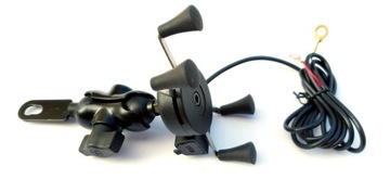 MOTOCYKLOWY UCHWYT NA TELEFON KIEROWNICA USB