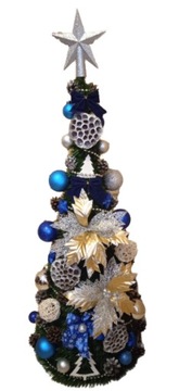 STOŻEK choinka UBRANA z dekoracją LED 100cm GOTOWA