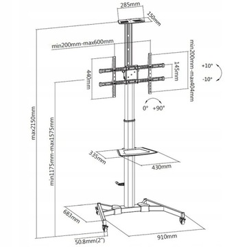 Мобильная подставка для телевизора Тележка для телевизора 37–70 футов