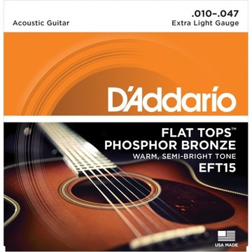 Struny D'ADDARIO EFT15 (10-47) Struny do gitary akustycznej,Flat Tops