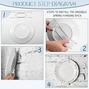 Настенная полка для тарелок Невидимый проволочный держатель для тарелок 10 дюймов