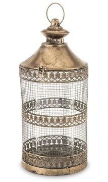 LAMPION LATARNIA ŚWIECZNIK METALOWY ZŁOTY M