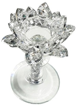 ŚWIECZNIK GLAMOUR wys 18cm LOTOS SREBRNY