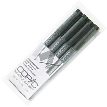 COPIC Multiliner Cienkopis 0.5,0.3,0.1,0.005 olive