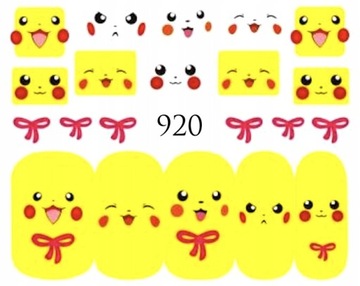 Naklejki wodne na paznokcie na PIKACHU - nr 920