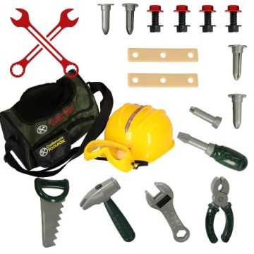 Инструменты для мастерской, шлем, очки в сумке по 23 предмета.