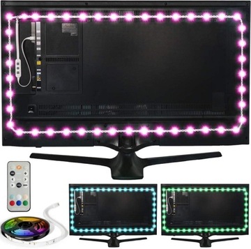 LUMINOODLE TAŚMA PASEK LED RGB DO TELEWIZORA MONITORA 2M 24-27
