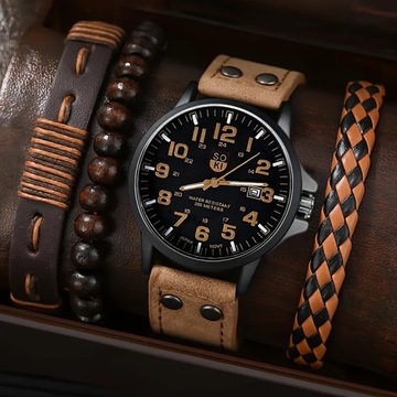 4 шт./компл., модный мужской спортивный календарь с кварцевым календарем и