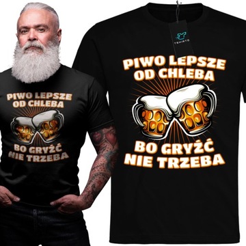KOSZULKA MĘSKA PIWO LEPSZE OD CHLEBA DLA FACETA BEER ŚMIESZNA 3XL