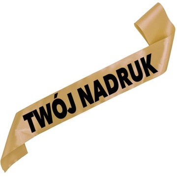 Złota szarfa z Twoim nadrukiem w kolorze czarnym