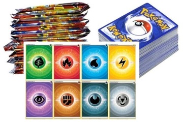 KARTY POKEMON MEGA ZESTAW 100 KART KOLEKCJONERSKICH + 8 KART ENERGII
