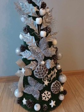 Елка 80СМ украшенная светодиодными лампочками КОНУС со светодиодной декорацией ГОТОВО