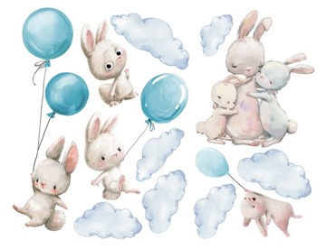 naklejki na ścianę 100cm KRÓLICZKI balony nr 4