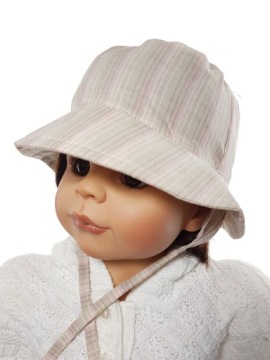 POLSKI NIEMOWLĘCY KAPELUSZ WIĄZANY Z USZAMI CZAPKA WIOSNA LATO 48 CM 35WZÓR