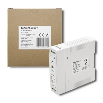 Qoltec Zasilacz na szynę DIN 20W 12V 1.67A Biały S