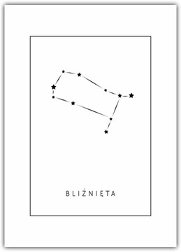 Plakat Znaki Zodiaku Bliźnięta 60x80 konstelacje Gwiazdy obrazek ozdobny