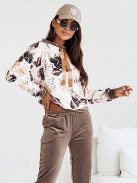 ПРЕМИУМ КОМПЛЕКТ ЖЕНСКОГО ВЕЛУРОВОГО СПОРТИВНОГО КОСТЮМА В ЦВЕТАХ ЛИСТЕЙ L