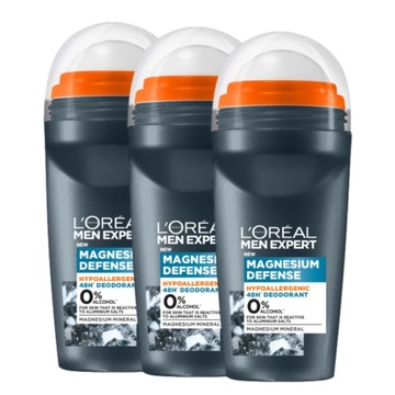 3 x LOreal Men Expert Magnesium Defense roll on