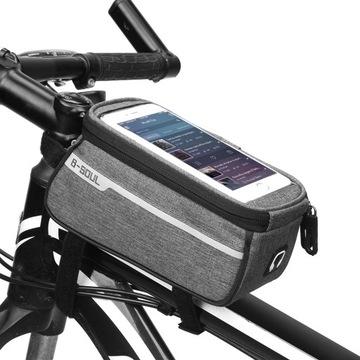 Torba na telefon z górnej rurki roweru MTB, szara