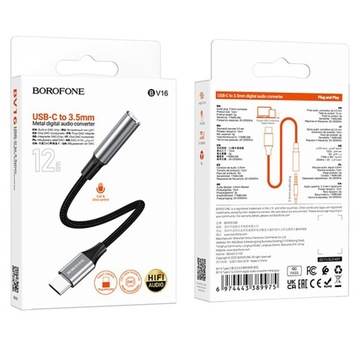 Borofone Adapter BV16 - USB Typ C na jack 3,5mm - czarny (DAC)