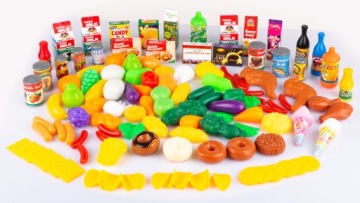 KINDERPLAY ПЛАСТИКОВЫЕ ОВОЩИ ФРУКТЫ ДЛЯ ДЕТСКОЙ КУХНИ 120 предметов