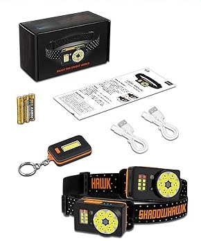 2 светодиодных налобных фонаря с датчиком движения 800 лм Powerbankshadowhowk