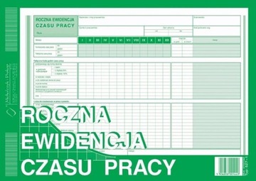 Roczna ewidencja czasu pracy 527-1 A4