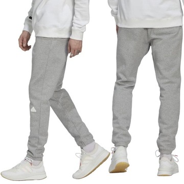 Spodnie męskie dresowe Adidas joggery sportowe treningowe bawełna ciepłe L
