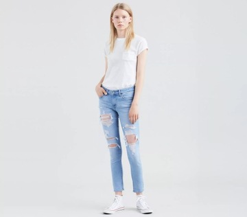 Levi’s 711 Jeansy Super Skinny Jeans z dziurami spodnie jeansowe damskie 24