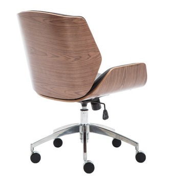 ВРАЩАЮЩИЙСЯ КРЕСЛО RON, ОРЕХ, ЧЕРНАЯ КОЖА