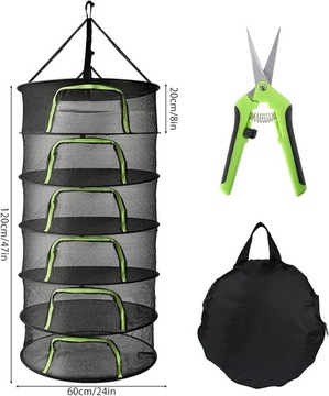 ПОДВЕСНАЯ СЕТЬ ДЛЯ СУШКИ ТРАВ СКЛАДНАЯ 6-СЛОЙНАЯ С КРЮЧКОМ 60СМ