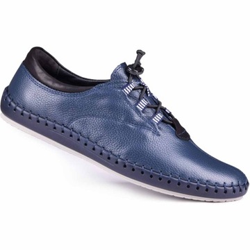 Buty męskie skórzane casual granatowe Kam Pol r.45