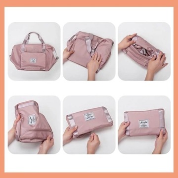 TORBA DAMSKA REGULOWANA MAŁA DUŻA PODRÓŻNA SPORTOWA RÓŻOWA DO SAMOLOTU