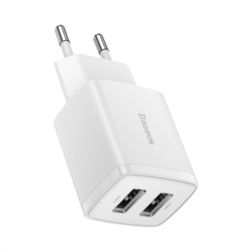 МОЩНОЕ СЕТЕВОЕ ЗАРЯДНОЕ УСТРОЙСТВО 2x USB 10,5 Вт, 2 А BASEUS
