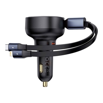 BASEUS ŁADOWARKA SAMOCHODOWA USB-C Z WBUDOWANYM KABLEM USB-C I LIGHTNING