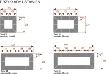 Конференц-стол 690х276см Twist 28 на 24 человека