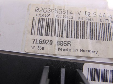 PŘÍSTROJOVÁ DESKA BUDÍKY DISPLEJ VW TOUAREG 7L 3.0 TDI V6 AUTOMAT 7L6920885R