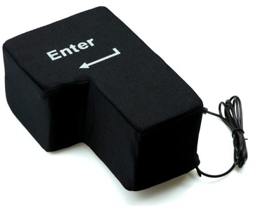 PODUSZKA ANTYSTRESOWA PRZYCISK KLAWISZ ENTER DUŻA PODUSZKA NA USB CZARNA