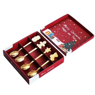 Легкая роскошная кофейная ложка из нержавеющей стали с позолотой Рождественский декор