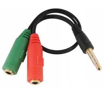 Кабель-адаптер 2x Mini Jack 4-контактный 3,5 мм 2 в 1 20 см цветной