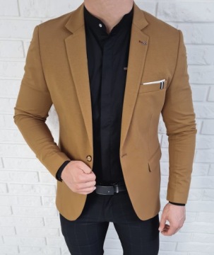 Мужской карамельный повседневный пиджак slim fit 1307 - 48