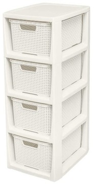 REGAŁ KOMODA STOJAK Z 4 KOSZAMI RATTAN BRANQ 1726B