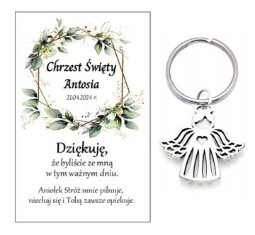 Podziękowanie dla gości breloczek ANIOŁEK CHRZEST ŚWIĘTY PAMIĄTKA PODARUNEK