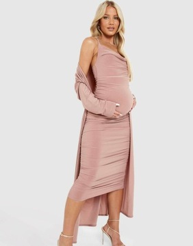 BOOHOO CIĄŻOWY KOMPLET DOPASOWANA SUKIENKA NARZUTKA U4O NG2__XXL