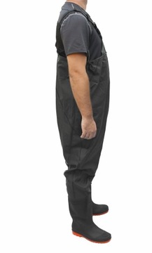 WODERY SPODNIOBUTY WĘDKARSKIE SPODNIE WZMOCNIONE GUMOWCE CZARNE ROZM. 43