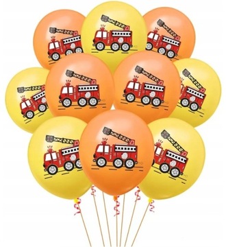 Balony STRAŻ POŻARNA wóz strażacki urodziny 10 szt