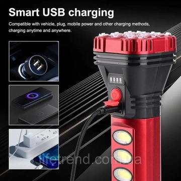 Перезаряжаемый солнечный фонарик 9LED+4xCOB 1200мАч